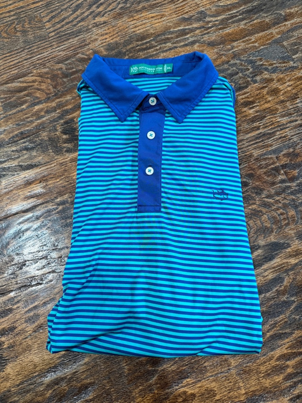 Southern Tide Blue & Teal Striped Polo